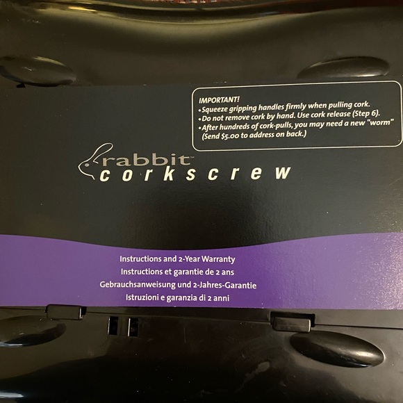 NEW RABBIT Original Metrokane Black Corkscrew - Picture 3 of 4